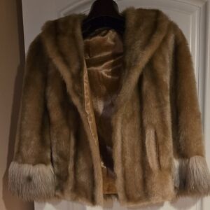 Elegant Tan Faux Fur Jacket